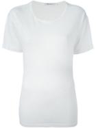 T By Alexander Wang Scoop Neck T-shirt, Women's, Size: S, White, Silk/linen/flax