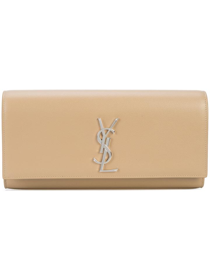 Saint Laurent Monogram Kate Clutch Bag - Brown