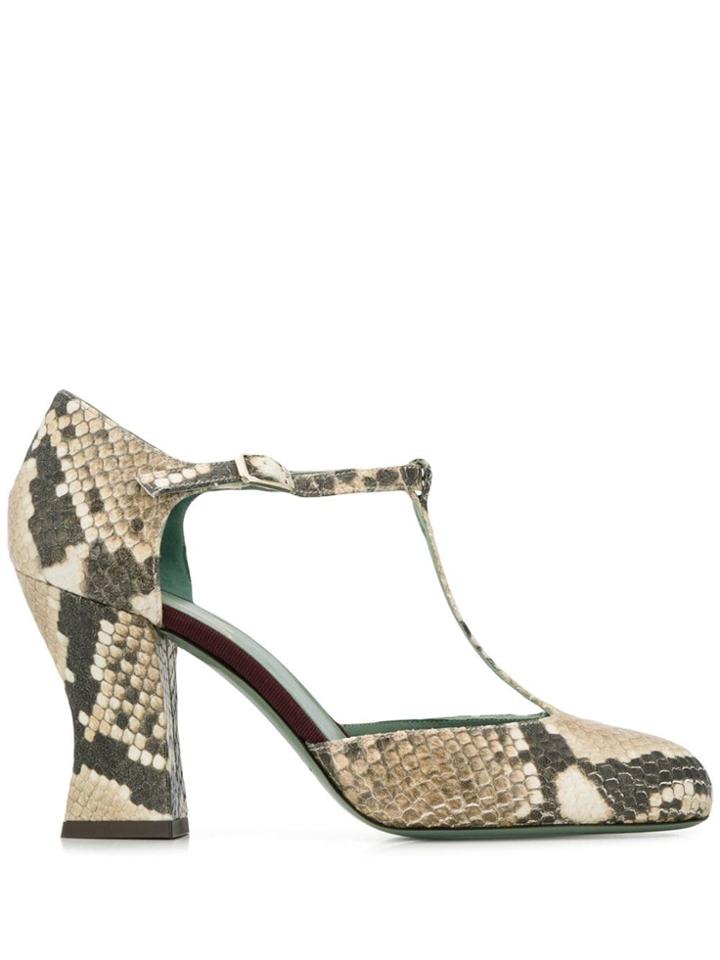 Paola D'arcano Snakeskin Print Pumps - Neutrals