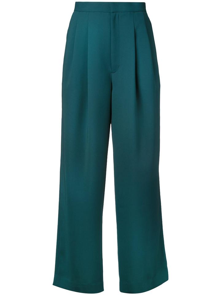En Route - Wide Leg Culottes - Women - Polyester - 1, Green, Polyester