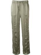 Luisa Cerano Satin Lounge Trousers - Green