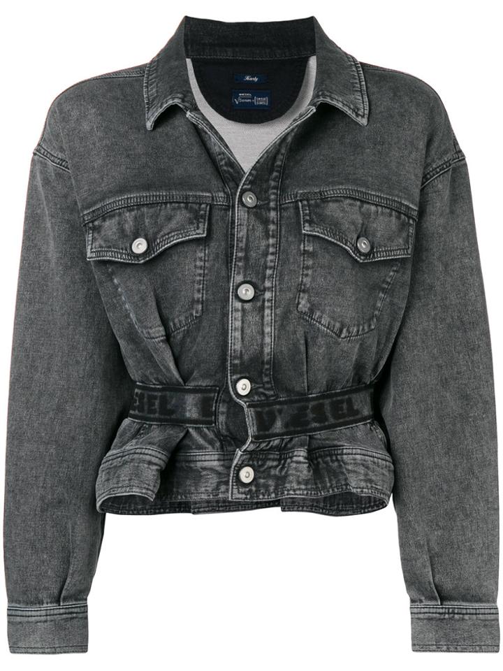 Diesel Karlyne Peplum Denim Jacket - Grey