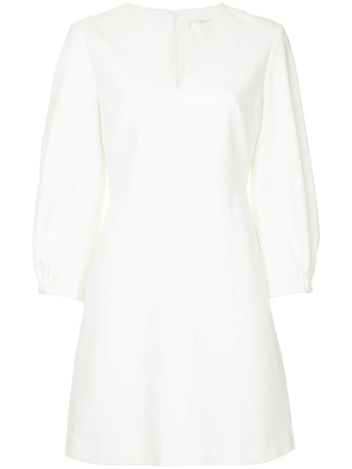 Tibi Bond Stretch Knit Split Neck Dress - White