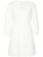 Tibi Bond Stretch Knit Split Neck Dress - White