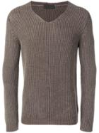 Iris Von Arnim Ribbed V-neck Jumper - Brown