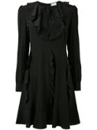 Red Valentino Ruffled Detail Flared Dress - Black