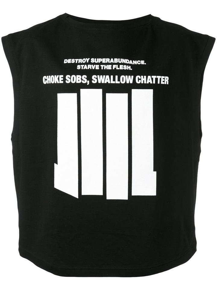 Julius - Lettering Print Sleeveless Sweatshirt - Men - Cotton - Ii, Black, Cotton