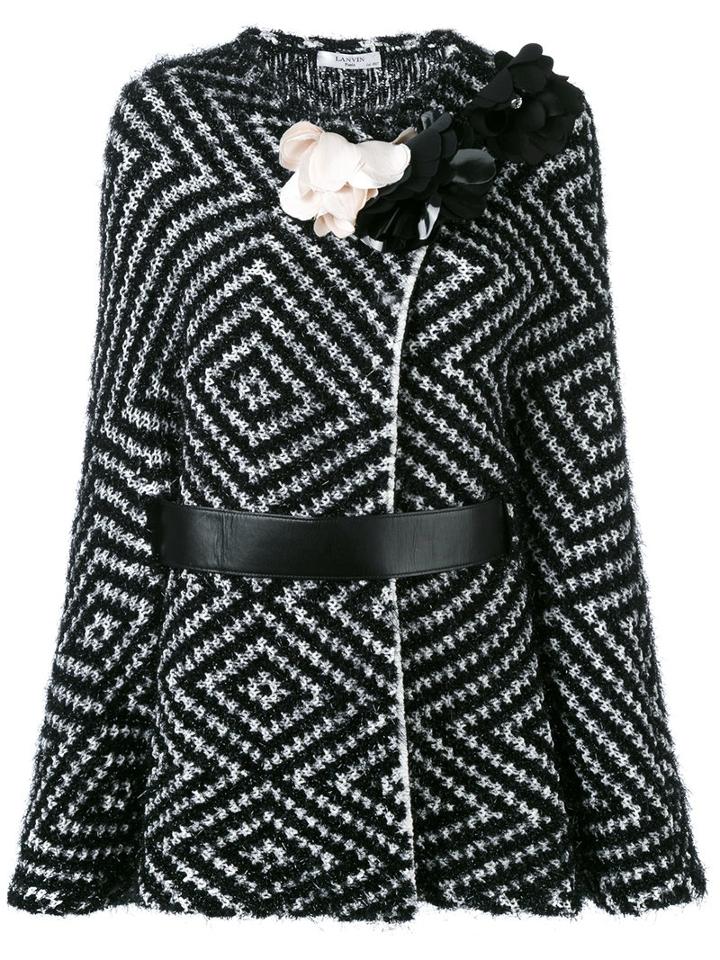Lanvin - Diamond Knit Belted Jacket - Women - Cotton/polyamide/polyester/glass - M, Black, Cotton/polyamide/polyester/glass