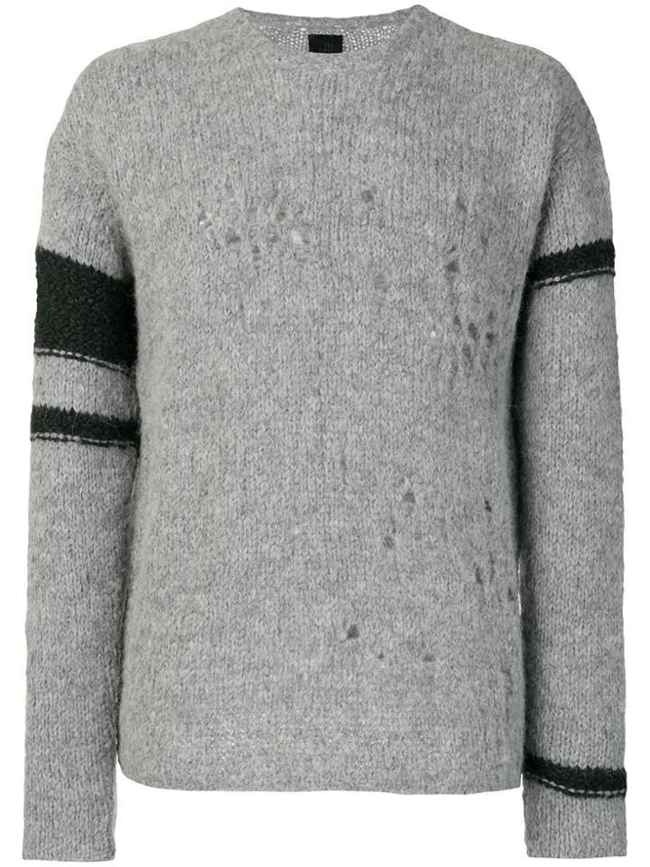 Thom Krom Distressed Armband Detail Sweater - Grey