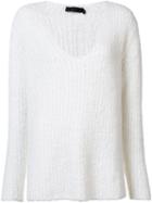 Calvin Klein Collection Ribbed V-neck Jumper, Women's, Size: Medium, Nude/neutrals, Silk/cashmere