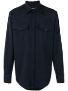 Dsquared2 Chest Pocket Shirt, Men's, Size: 54, Black, Spandex/elastane/virgin Wool