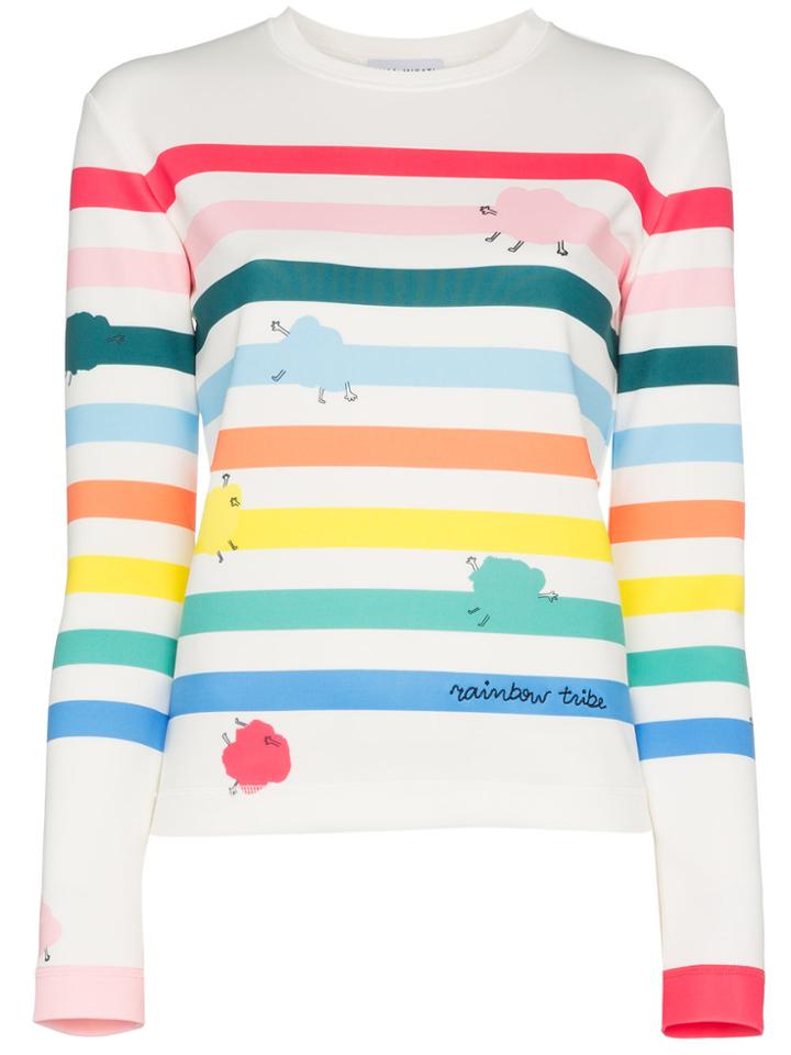 Mira Mikati Monster Stripe Long Sleeve T Shirt - White