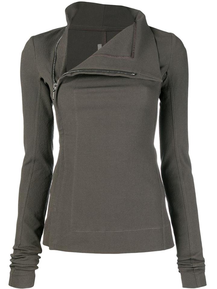 Rick Owens Fitted High Neck Jacket - Brown