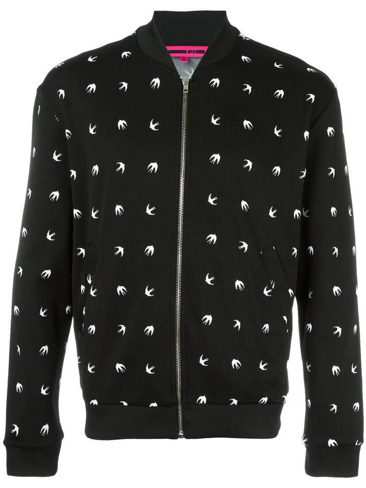 Mcq Alexander Mcqueen Dove Pattern Bomber Jacket, Size: Medium, Black, Polyamide/spandex/elastane