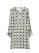 Douuod Kids Teen Floral Embroidered Tunic Dress - Nude & Neutrals