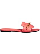 Burberry Link Detail Patent Leather Slides - Pink & Purple