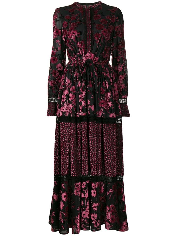 Talbot Runhof Floral Pattern Dress - Black