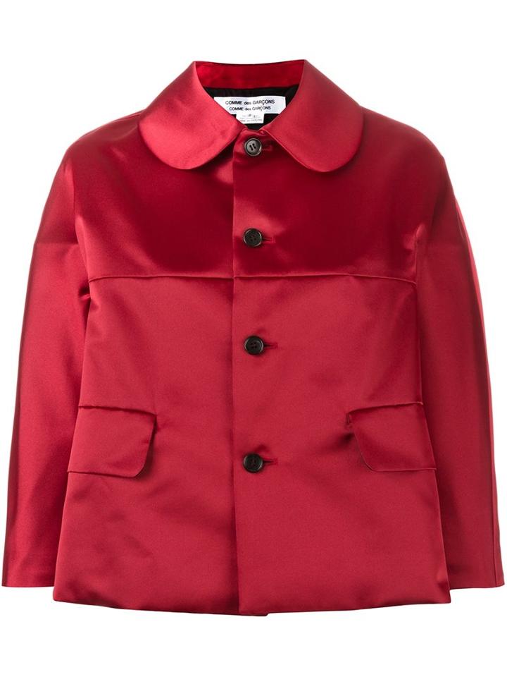 Comme Des Garçons Comme Des Garçons Cropped Boxy Jacket, Women's, Size: Small, Red, Polyester/cupro
