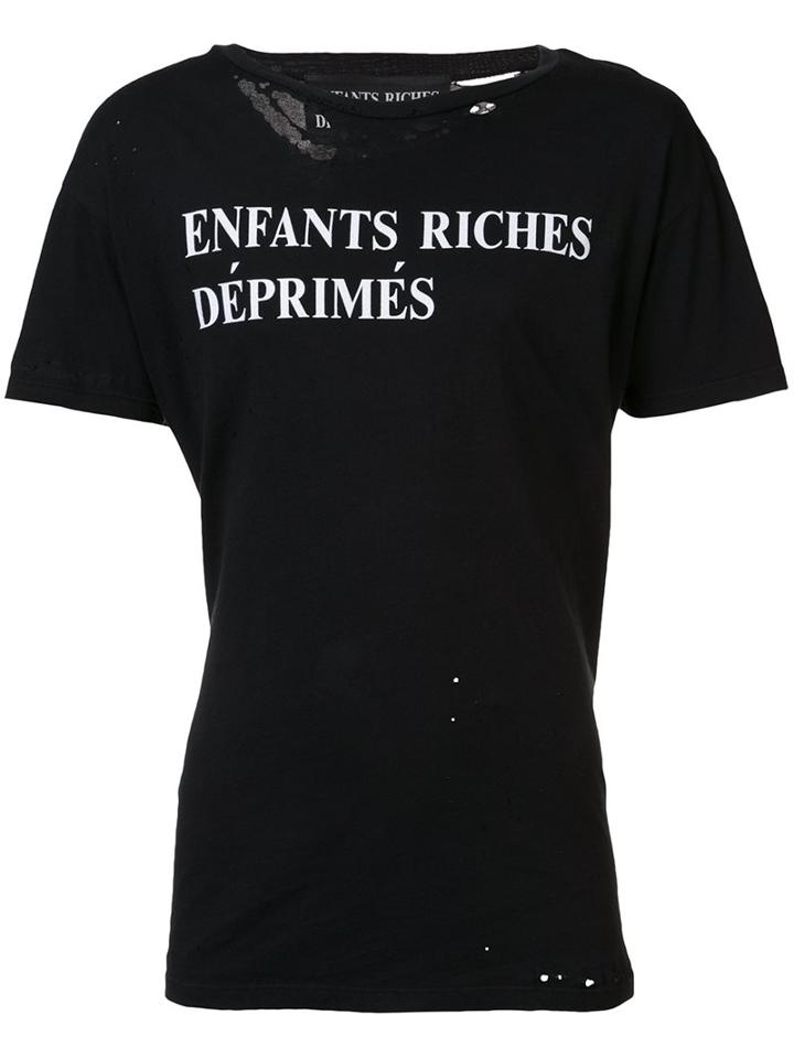 Enfants Riches Deprimes Distressed T-shirt, Men's, Size: Large, Black, Cotton