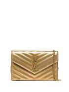 Saint Laurent Quilted Envelope Clutch - Gold