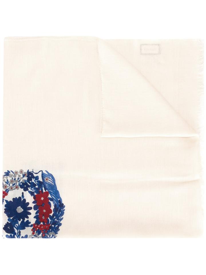 Gucci Floral Snake Print Scarf, Women's, Nude/neutrals, Silk/cashmere/modal