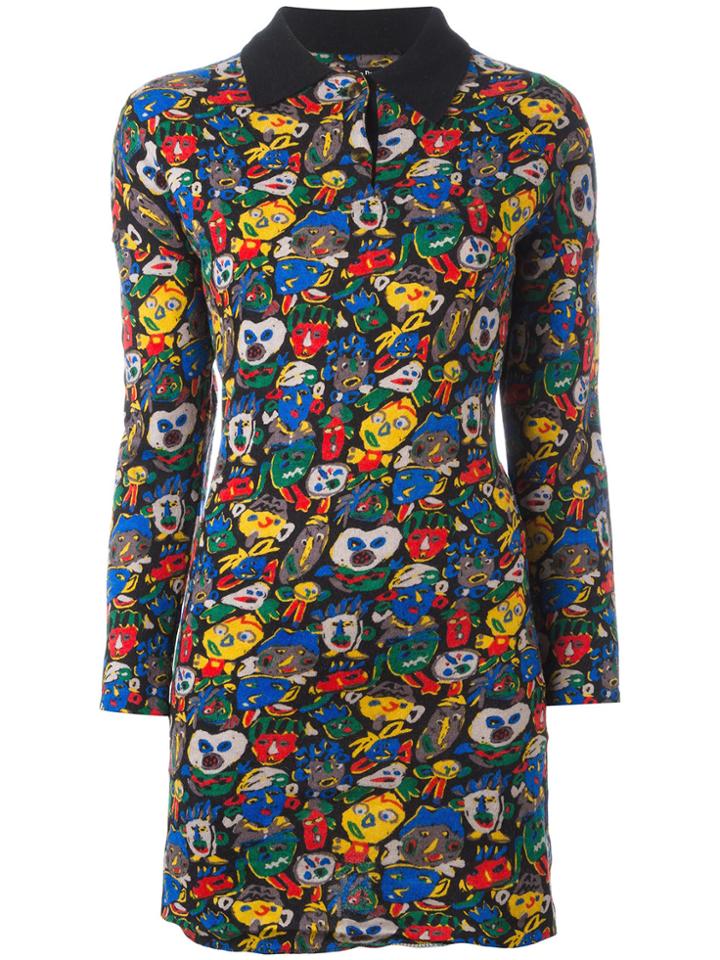 Jean Paul Gaultier Vintage Face Pattern Collar Dress - Multicolour
