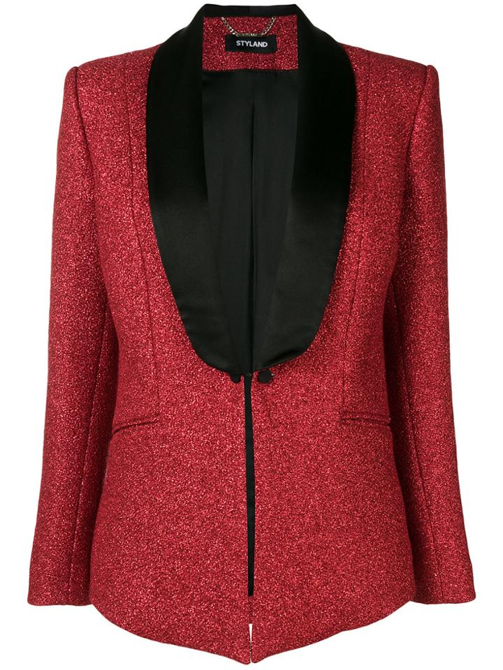 Styland Shawl Lapel Tuxedo Blazer - Red