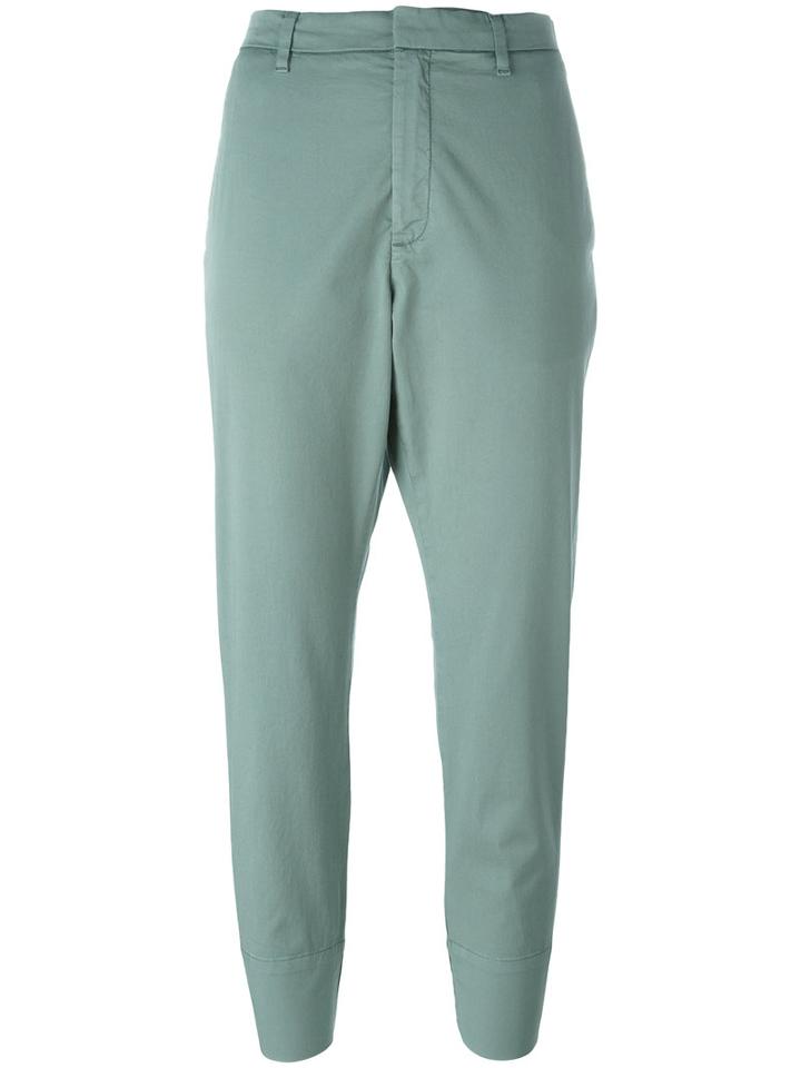 Hope Folded Hem Cropped Trousers, Women's, Size: 38, Green, Cotton/spandex/elastane