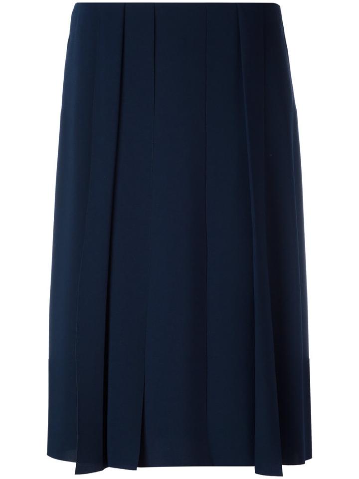 Cédric Charlier Pleated Detail Skirt, Women's, Size: 42, Blue, Polyester