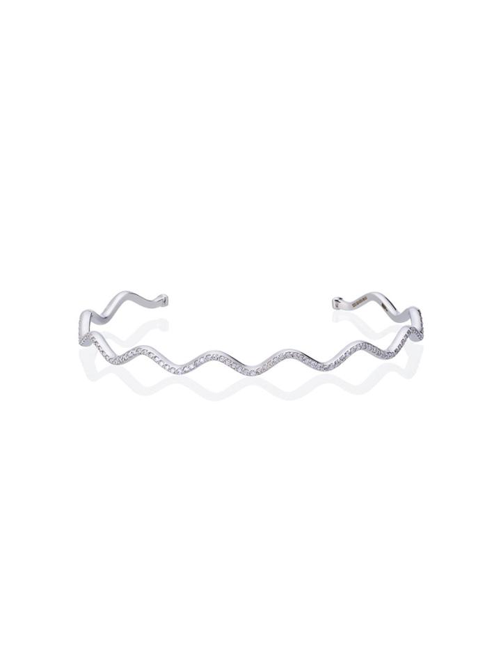 Sabine Getty 14k White Gold Solid Wave Cuff - Metallic
