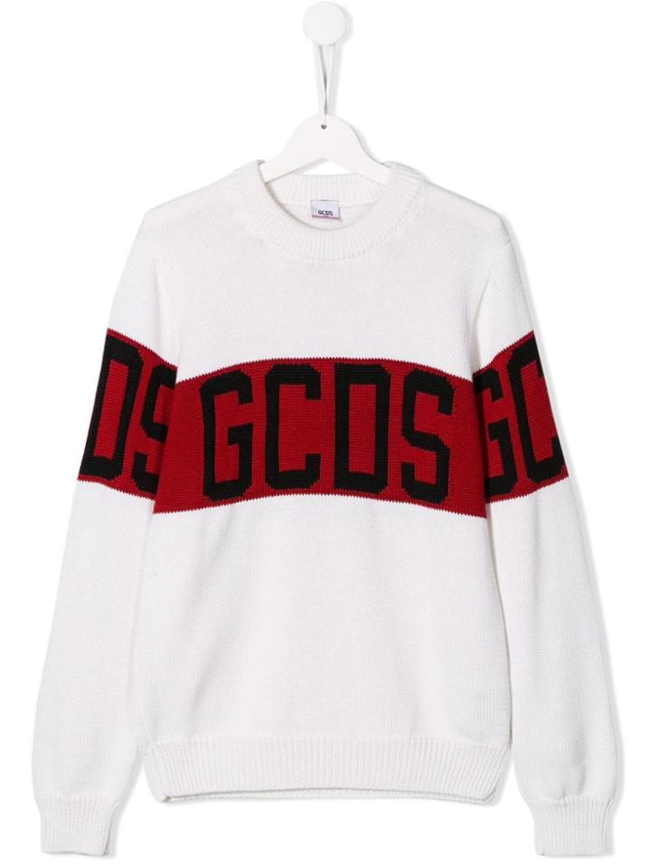 Gcds Kids Teen Logo Jumper - White