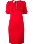 Gucci Ruffle Trim Dress - Red