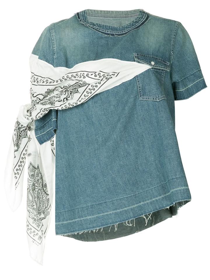 Sacai Denim Bandanna T-shirt - Blue