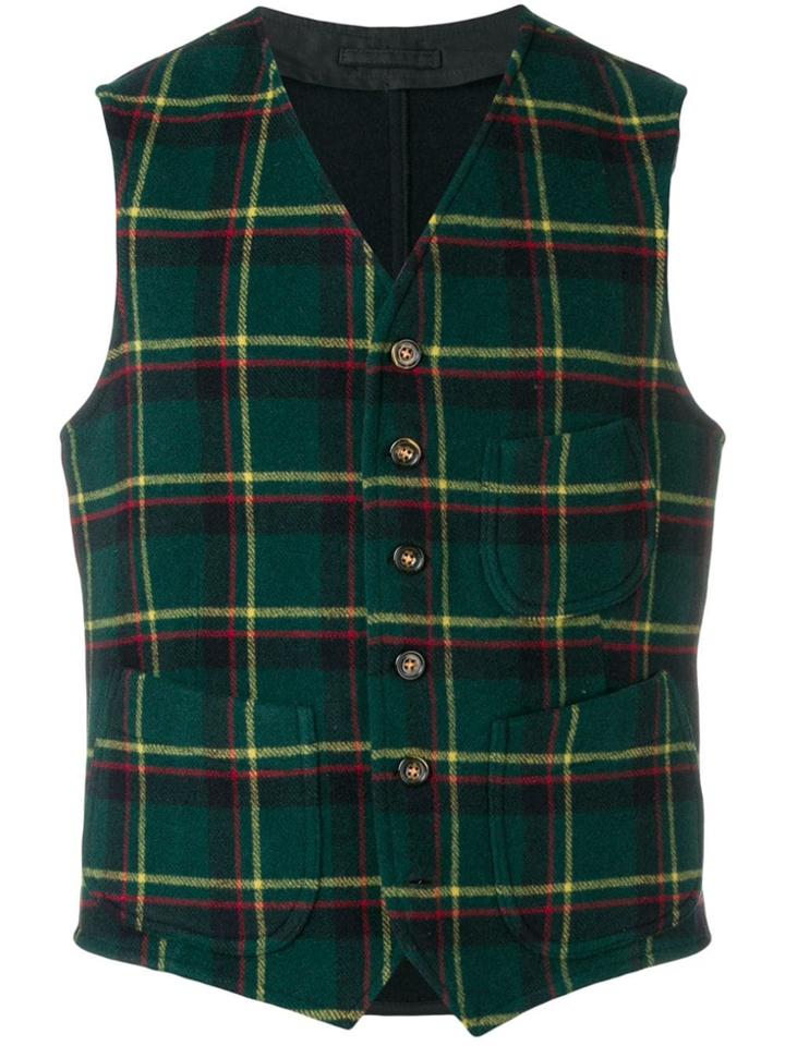 Fortela Plaid Patch Pocket Vest - Green