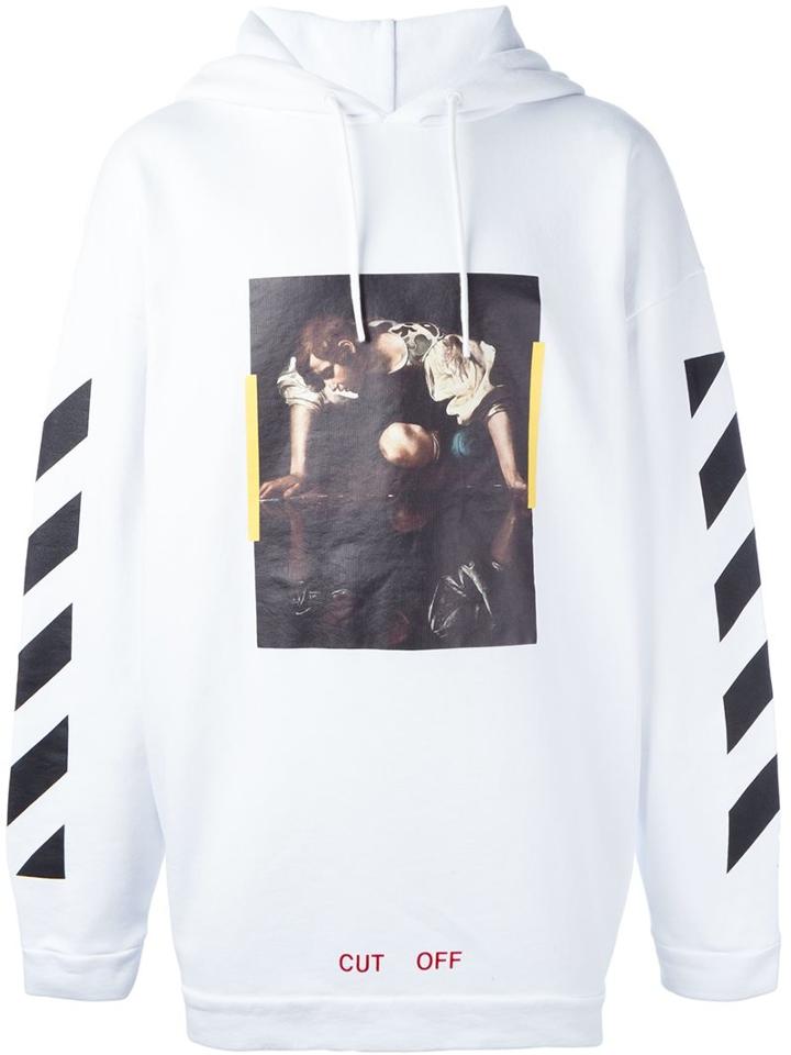 Off-white Caravaggio Print Hoodie, Men's, Size: Large, White, Cotton