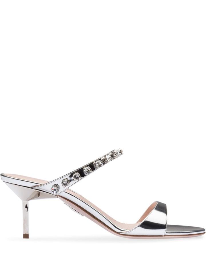 Miu Miu Metallic Mules - Silver