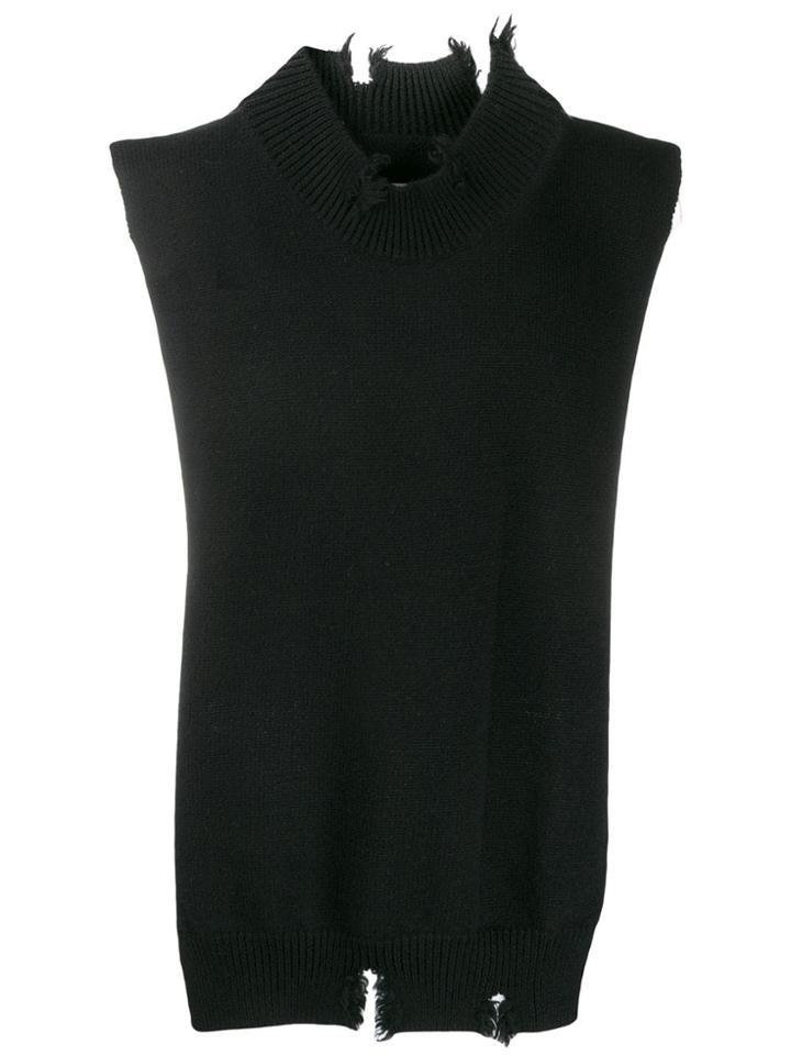 Maison Margiela Sleeveless Distressed Jumper - Black