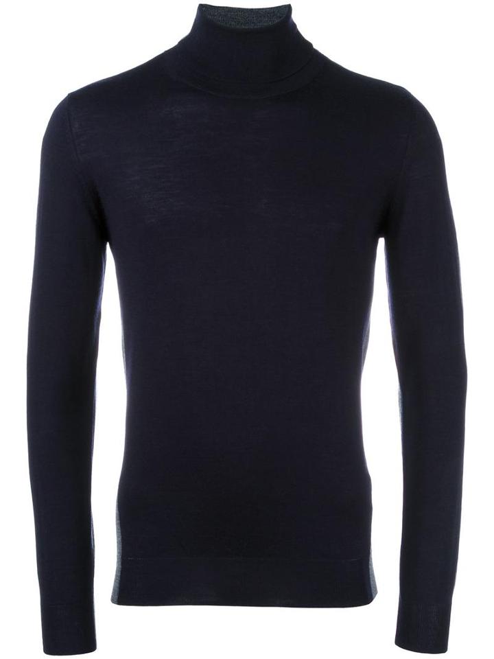 Paolo Pecora Turtleneck Jumper, Men's, Size: Small, Blue, Wool