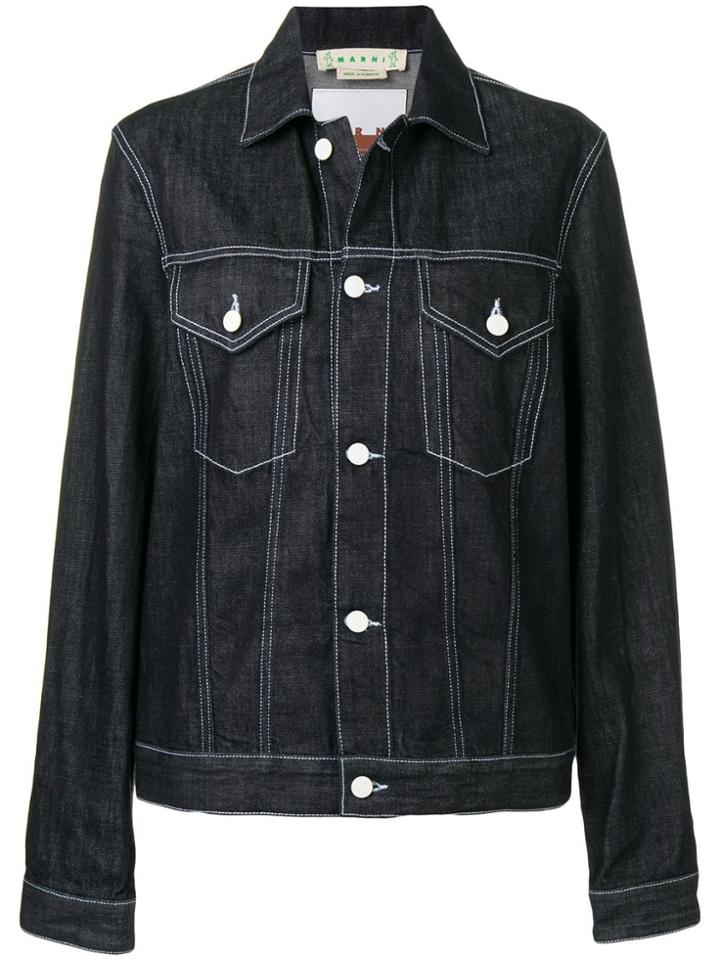 Marni Rabbit Print Denim Jacket - Blue
