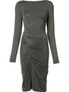 Nicole Miller Gathered Fitted Dress, Women's, Size: Medium, Grey, Cupro/spandex/elastane