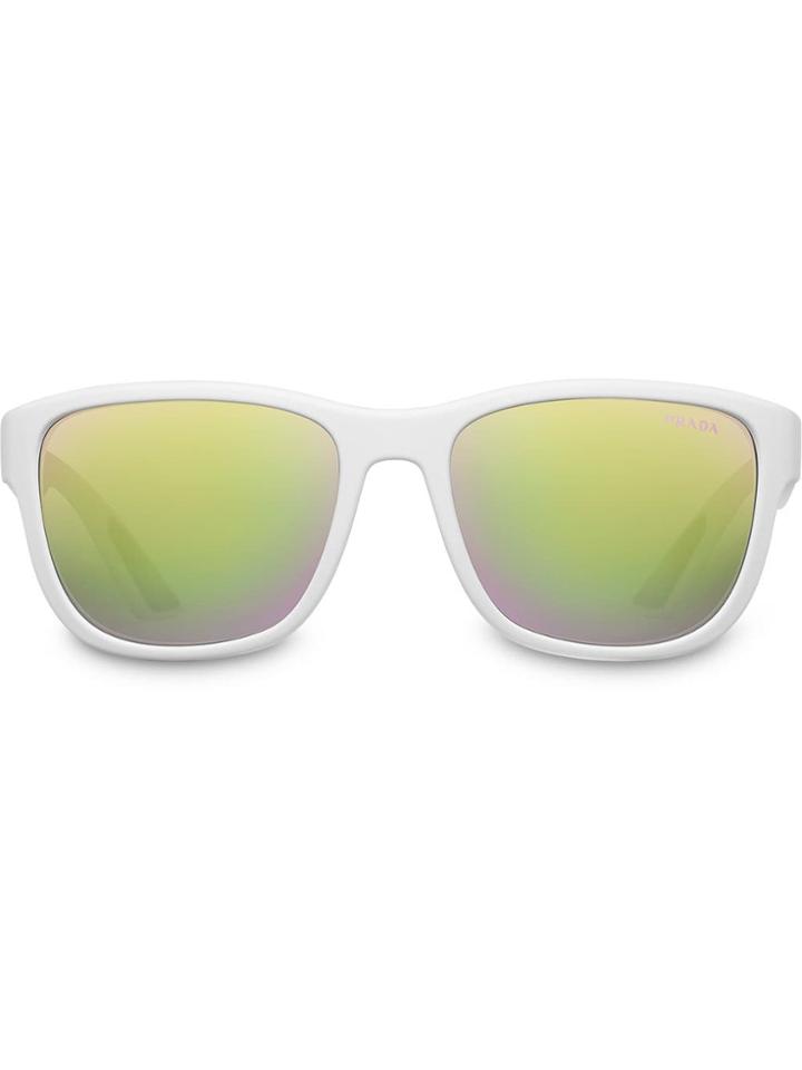 Prada Eyewear Lindea Rossa Flask Mirrored Sunglasses - White