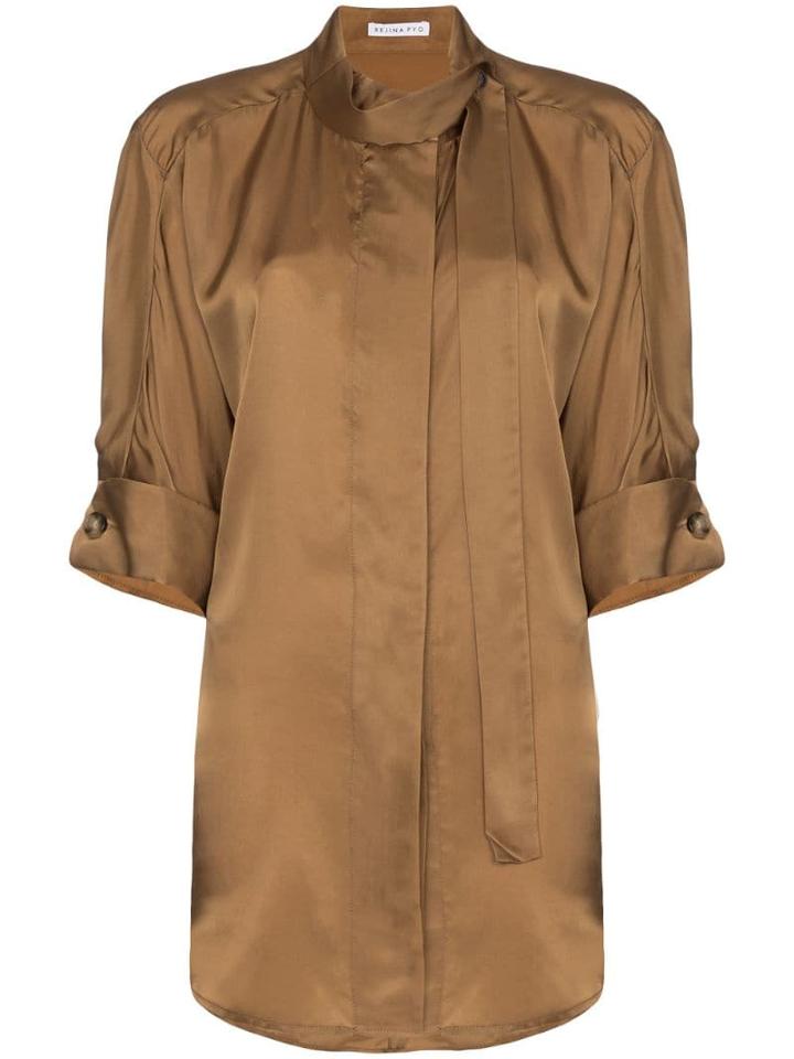 Rejina Pyo Scarf Detail Shirt - 103 - Brown
