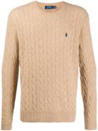 Polo Ralph Lauren Cable Knit Logo Pullover - Brown