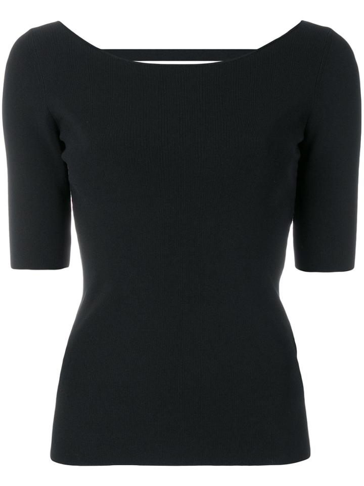 Proenza Schouler Scoop Back Fine Knit Top - Black