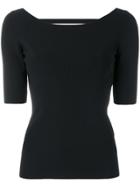Proenza Schouler Scoop Back Fine Knit Top - Black