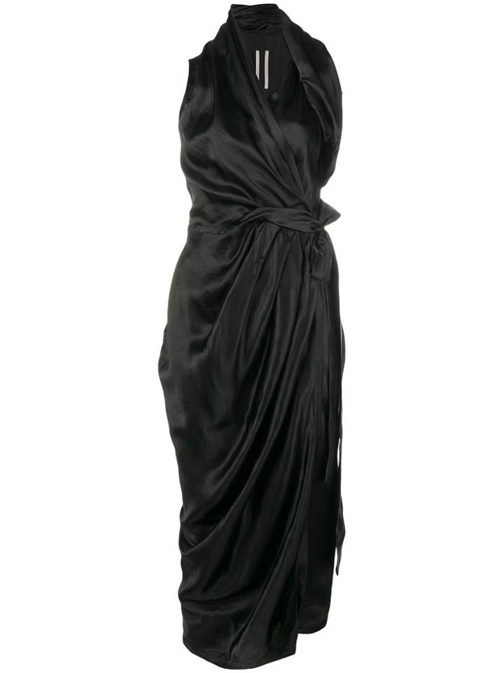 Rick Owens Wrap Style Midi Dress - Black