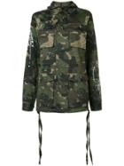 Haculla Camouflage Print Hooded Coat - Green