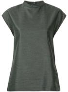 Tibi Drape Mock Neck Sleeveless Top - Grey