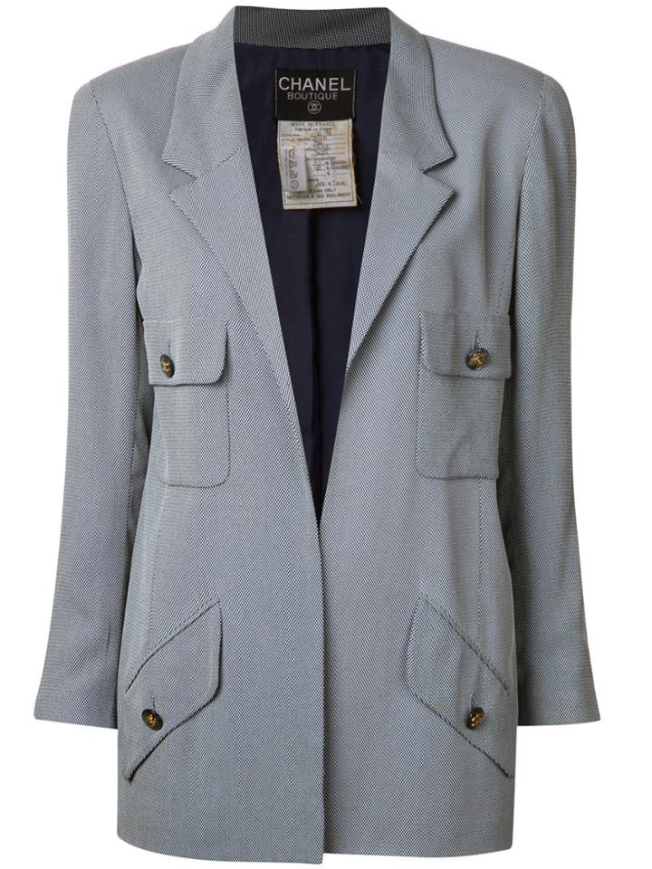 Chanel Vintage Long Dot Pattern Blazer - Blue