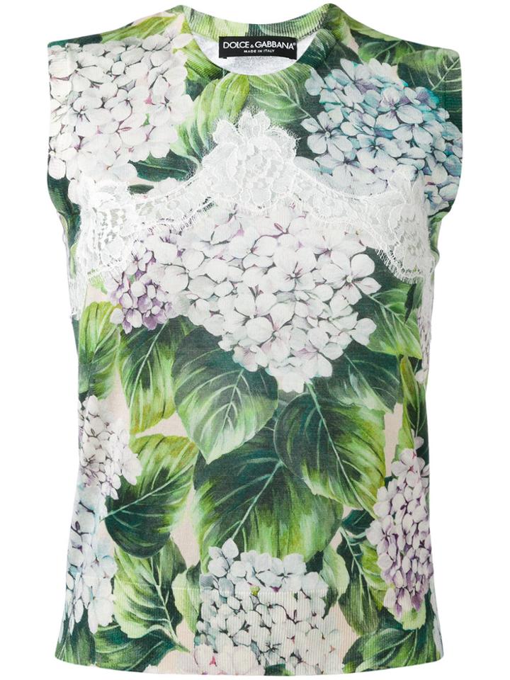 Dolce & Gabbana Hydrangea Print Tank Top - Green